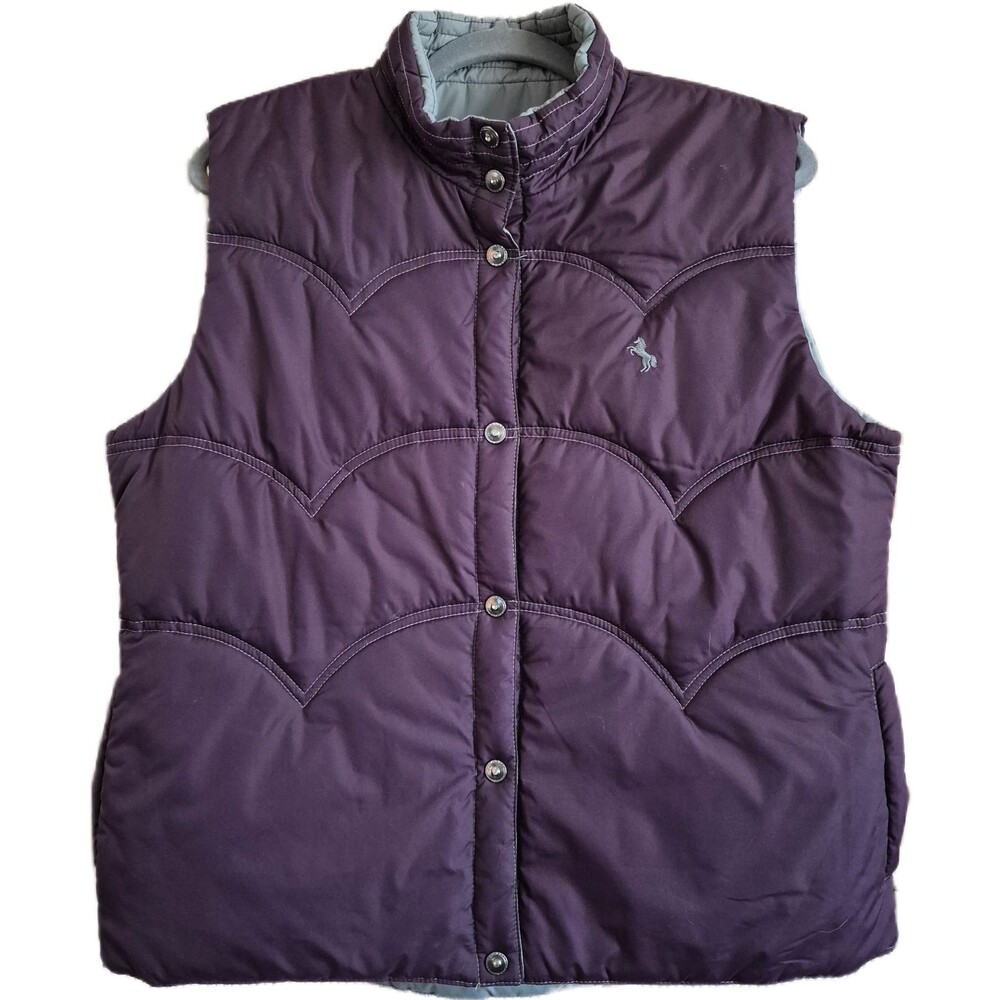 Cowgirl Up Women's Puffer Vest Size XL Purple Gray Western Quilted Reversible